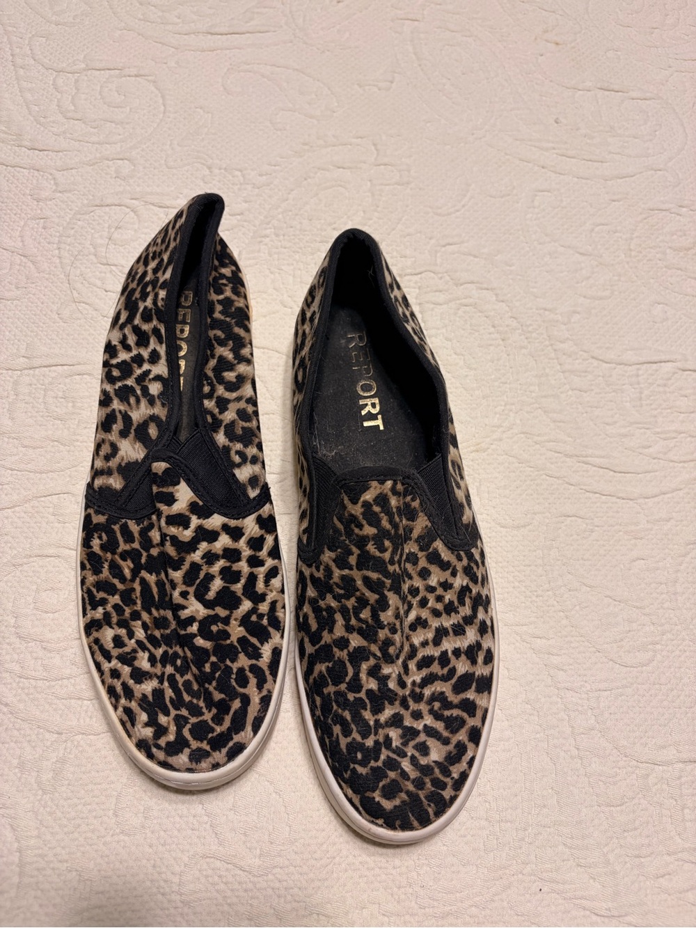 Report Leopard-Print Slip-On Sneakers in Black and Tan